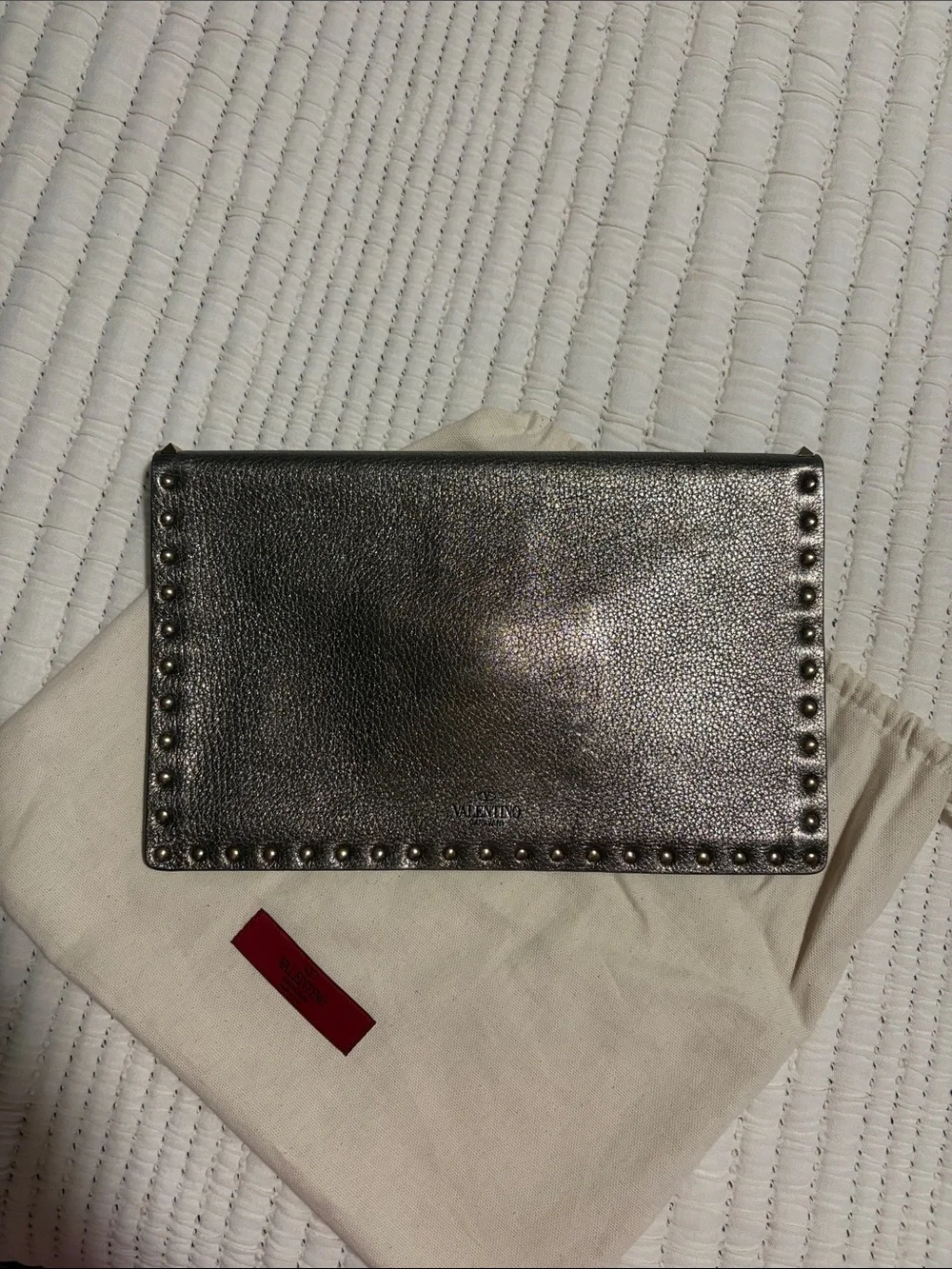 Valentino Garavani Metallic Bronze Pyramid-Stud Envelope Clutch